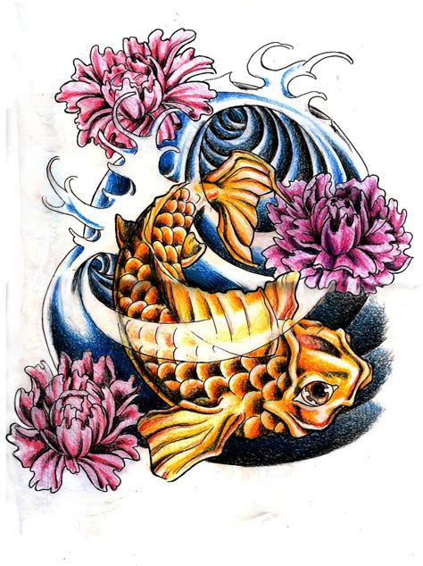 japanese colored koi fish tattoo design|koi fish tattoo drawings designs.